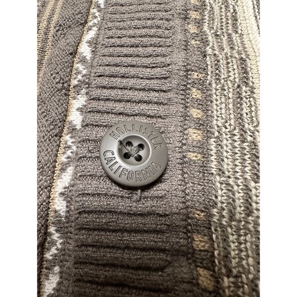 Hollister Oversized Geometric Striped Gray Knit Cardigan Size Medium - Picture 12 of 12